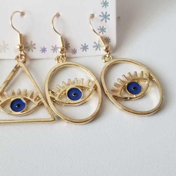 Evil Eye Protection Earrings 3 pcs set - Picture 3 of 5